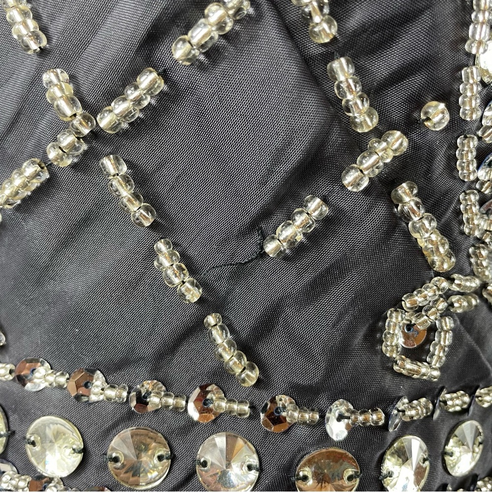 🔥Diamond Crystal Bead Accent Sleeveless A-line Full Maxi Party Formal Gown - Picture 15 of 17